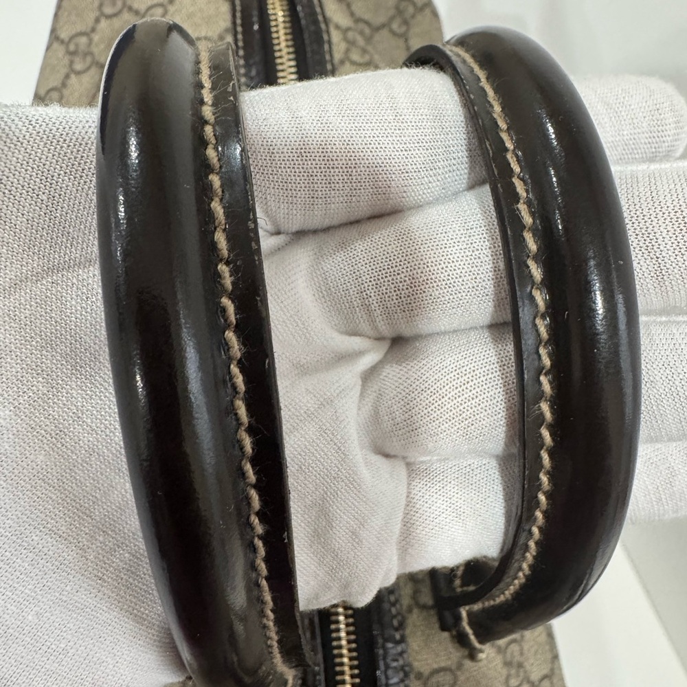 Gucci Brown GG Supreme Canvas Boston Bag with Dark Brown Leather Trim - Picture 7 of 9